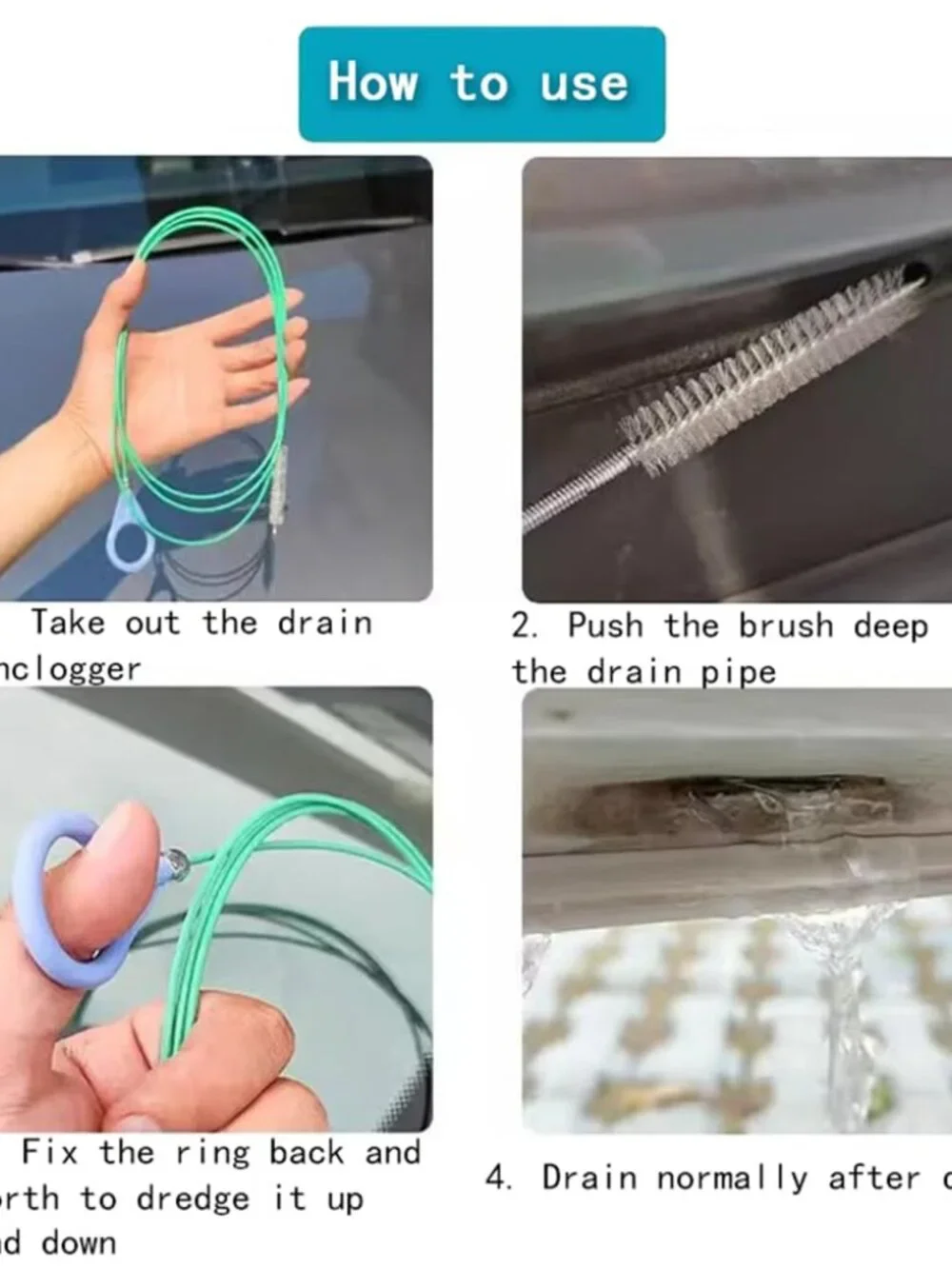 Upgraded Auto Sunroof Drain Cleaning Tool, 118 Inch Flexible Drain Brush Long Pi